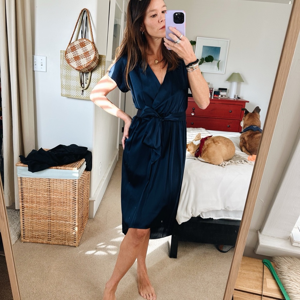 Alice + Olivia Blue Silk Dress with Tie, Size 0